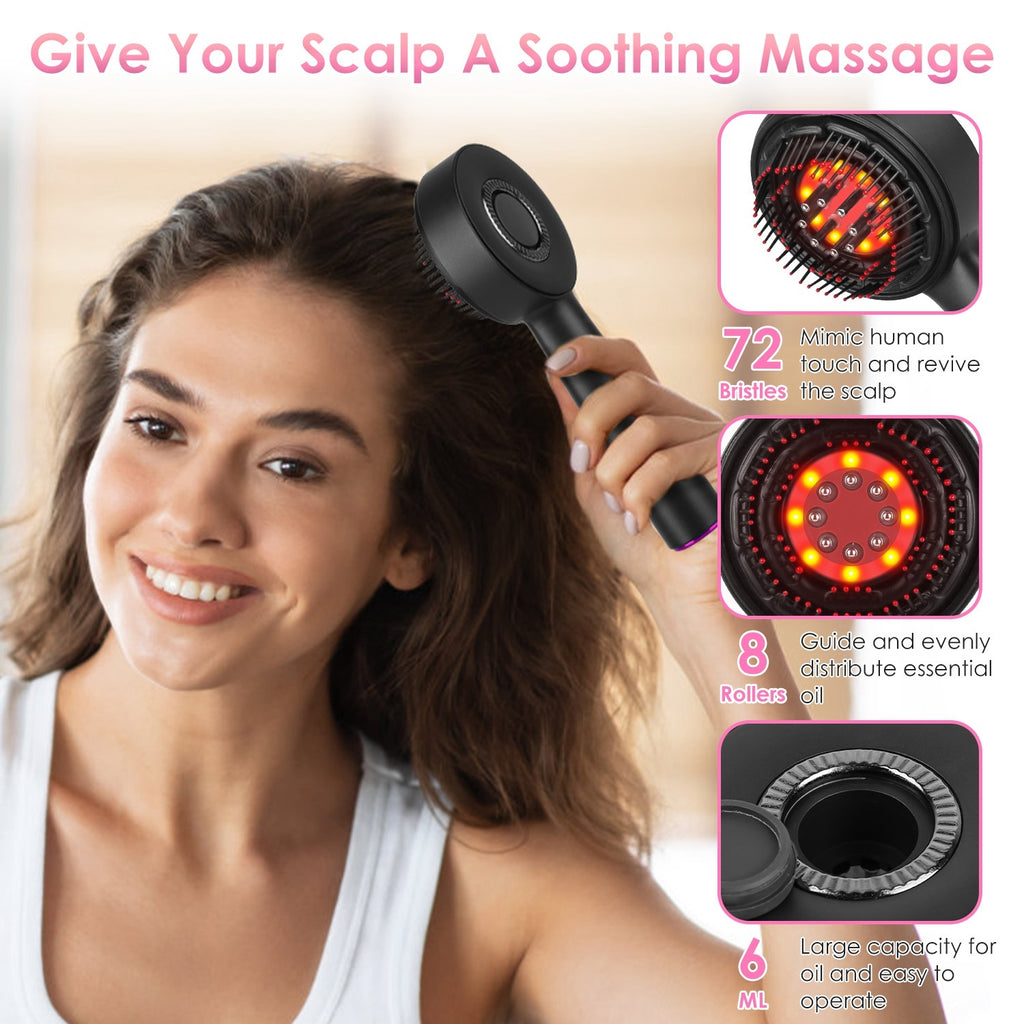 3-in-1 Red Light Scalp Massager | Rechargeable Waterproof Hair Growth Brush